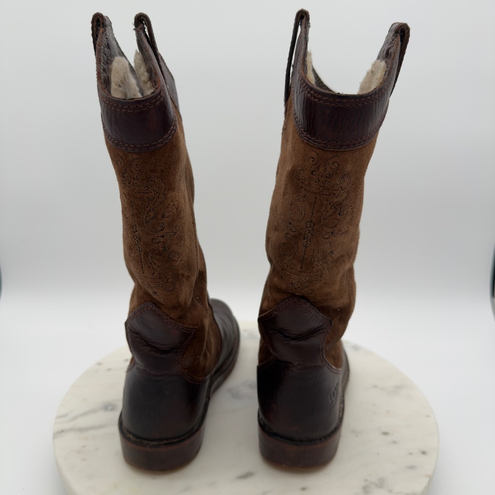 UGG Kensington Tall Boots Womens 6 Brown Leather Suede Shearling Lined 5545 80CH - Picture 6 of 10